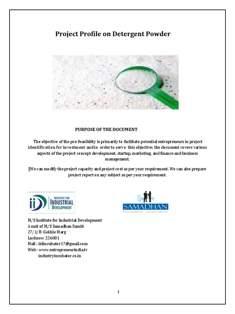 Project Profile on Detergent Powder An InDepth Analysis of