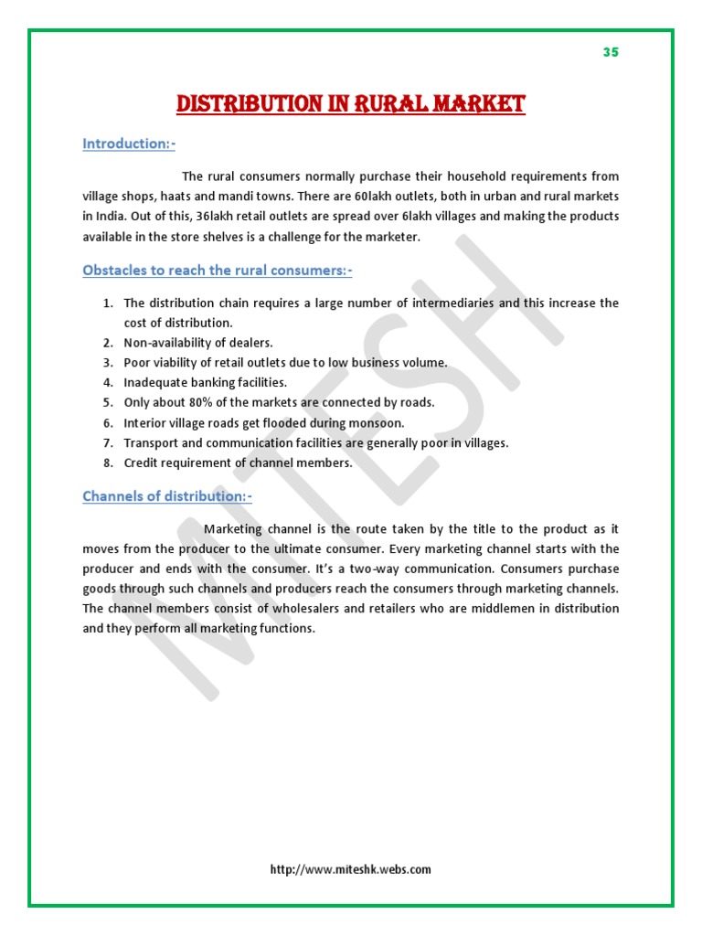 Distribution in Rural Market PDF Retail Trade