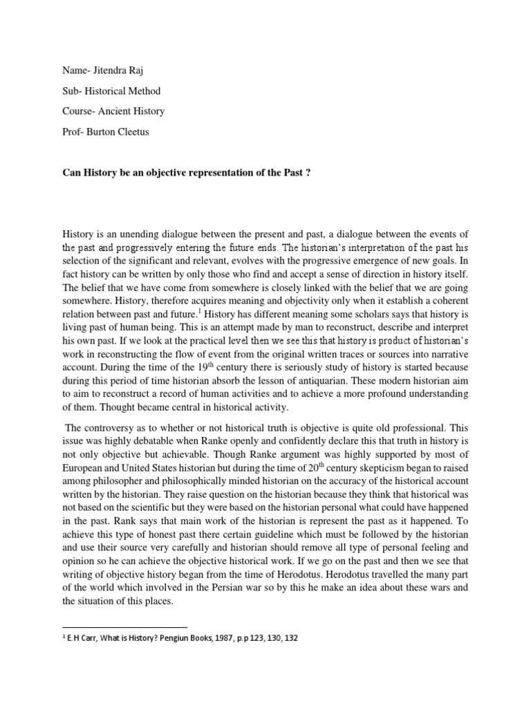 Can History Be An Objective Representation of The Past ? | Download ...