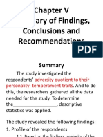 Summary of Findings, Conclusions and Recommendations