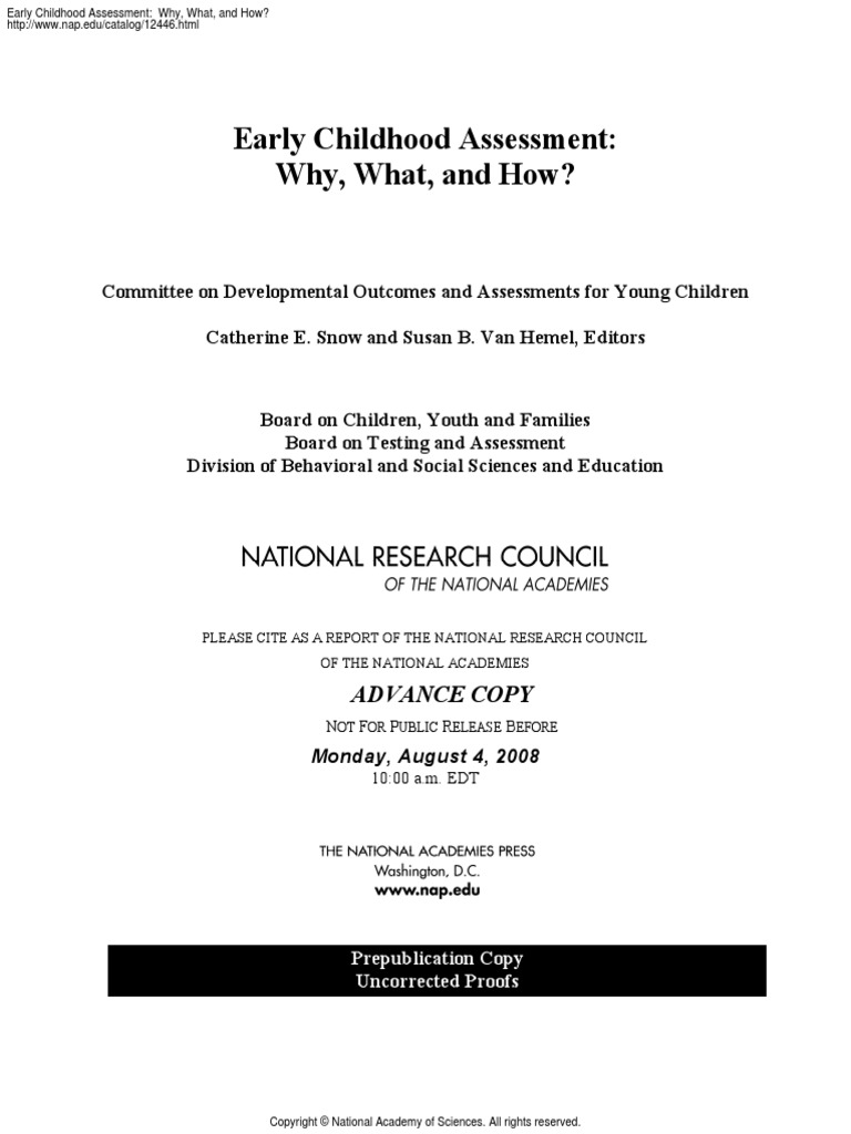 Early Child Assessment PDF Educational Assessment Early Childhood