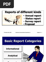 Reports of Different Kinds - : Annual Report - Status Report - Survey Report - Proposal