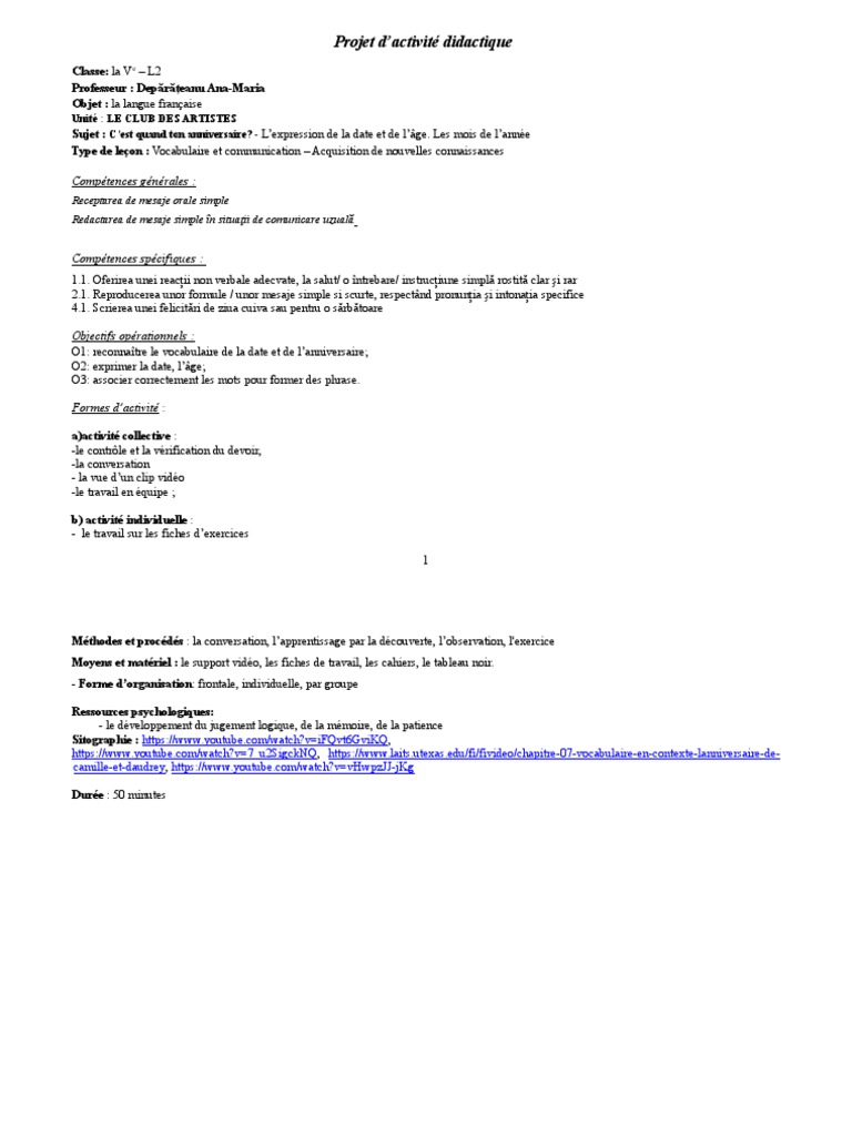 Projet Bon Anniversaire Sciences Cognitives Psychologie