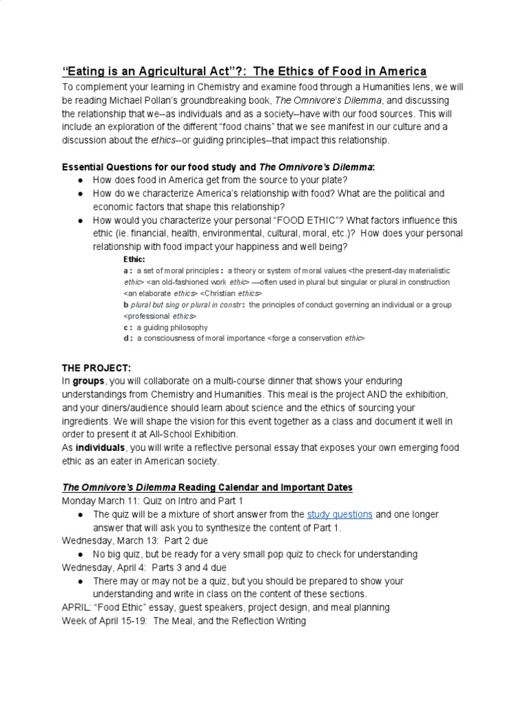Food Project Overview 2019 - Sara 1 | PDF | Foods | Psychological Concepts