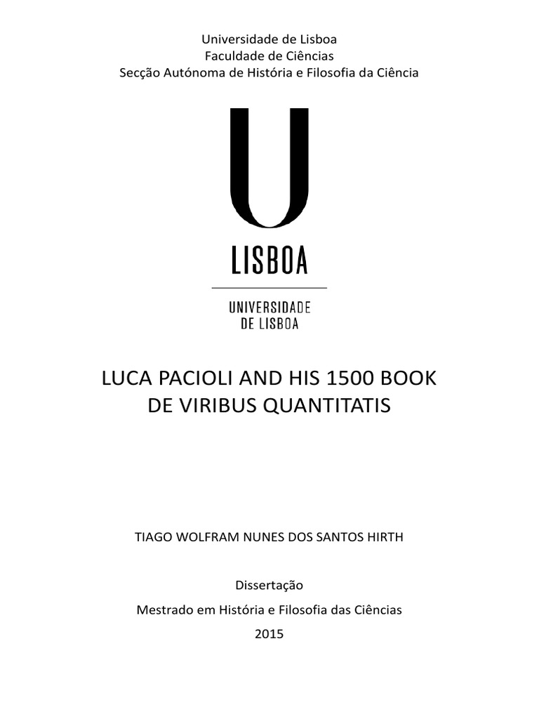 Luca Pacioli And His 1500 Book De Viribusquantitatis Pdf Science Ciencia E Tecnologia