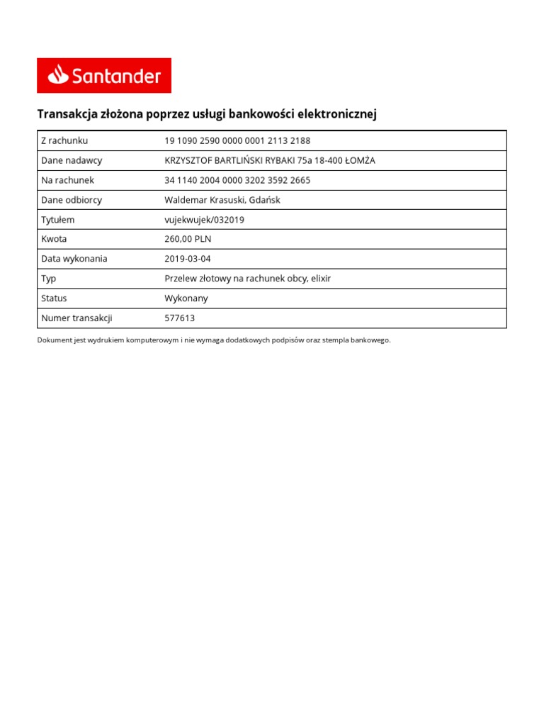 Potwierdzenie Przelewu PDF