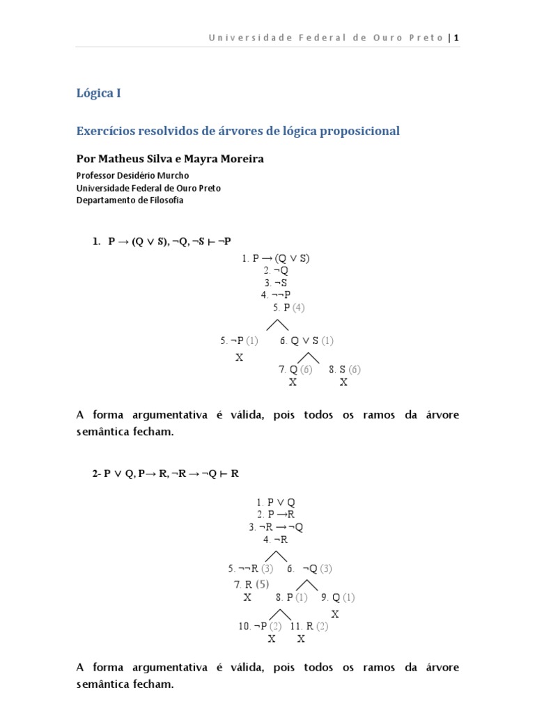 Exercícios de Lógica Proposicional | PDF | Formalismo (dedutivo) | Lógica