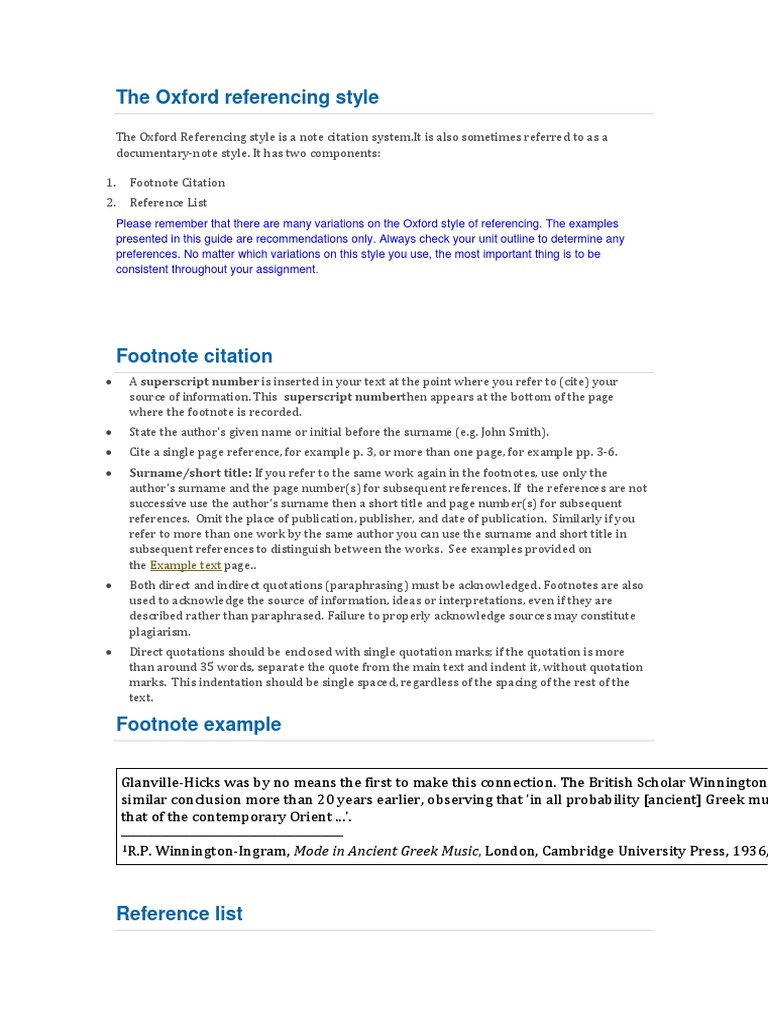 The Oxford Referencing Style PDF Citation Publishing