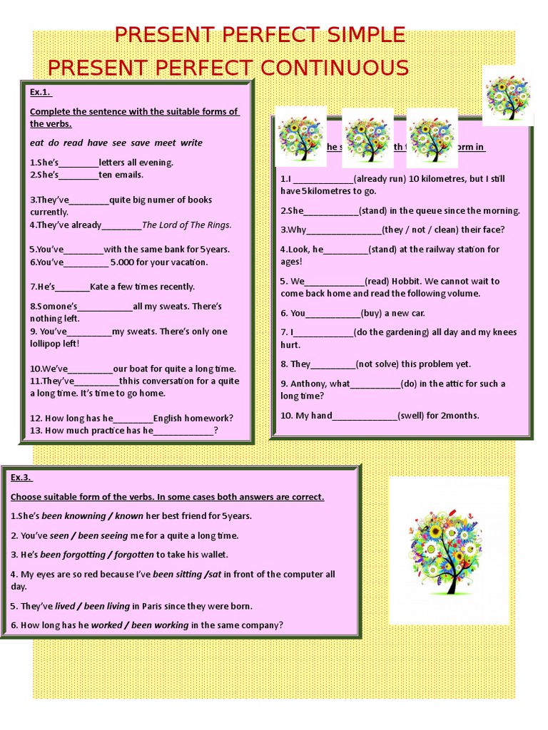 Present Perfect Simple and Continuous Grammar Drills 87493 | PDF ...