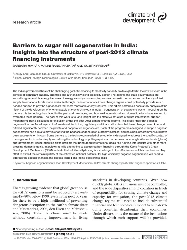 Barriers to Bagasse Cogeneration in India | PDF | Sugarcane | Clean ...