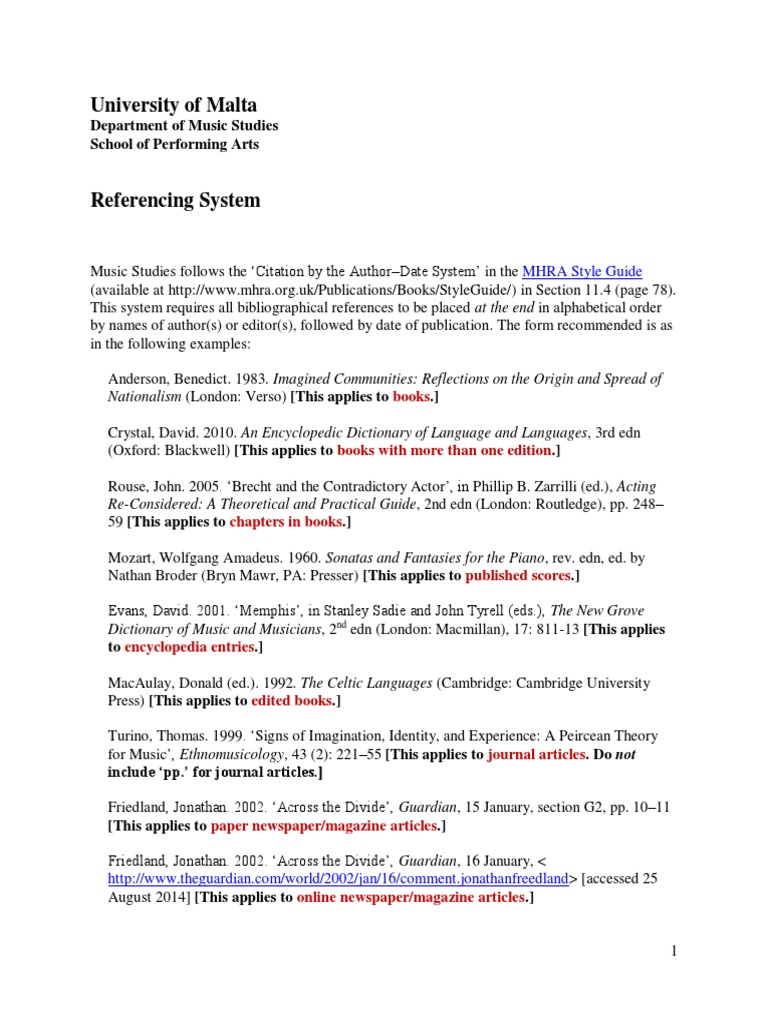 MUS 2 Referencing System | PDF | Publishing | Communication