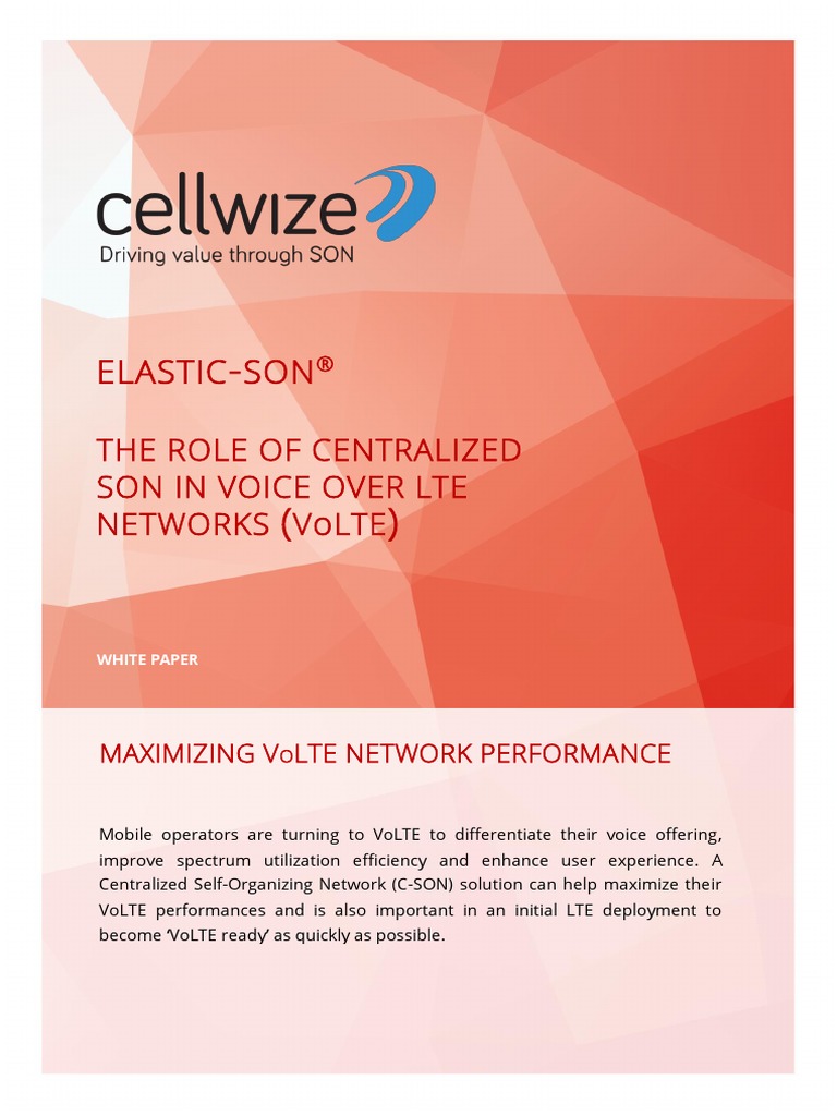Cellwize WP Elastic SON For VoLTE Networks PDF | PDF | Lte ...