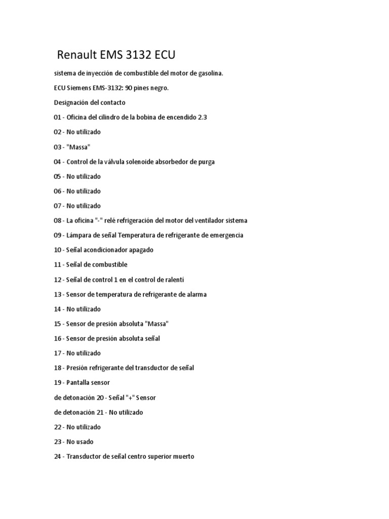Renault Ems 3132 Ecu | PDF | Acelerador | Ingeniería mecánica