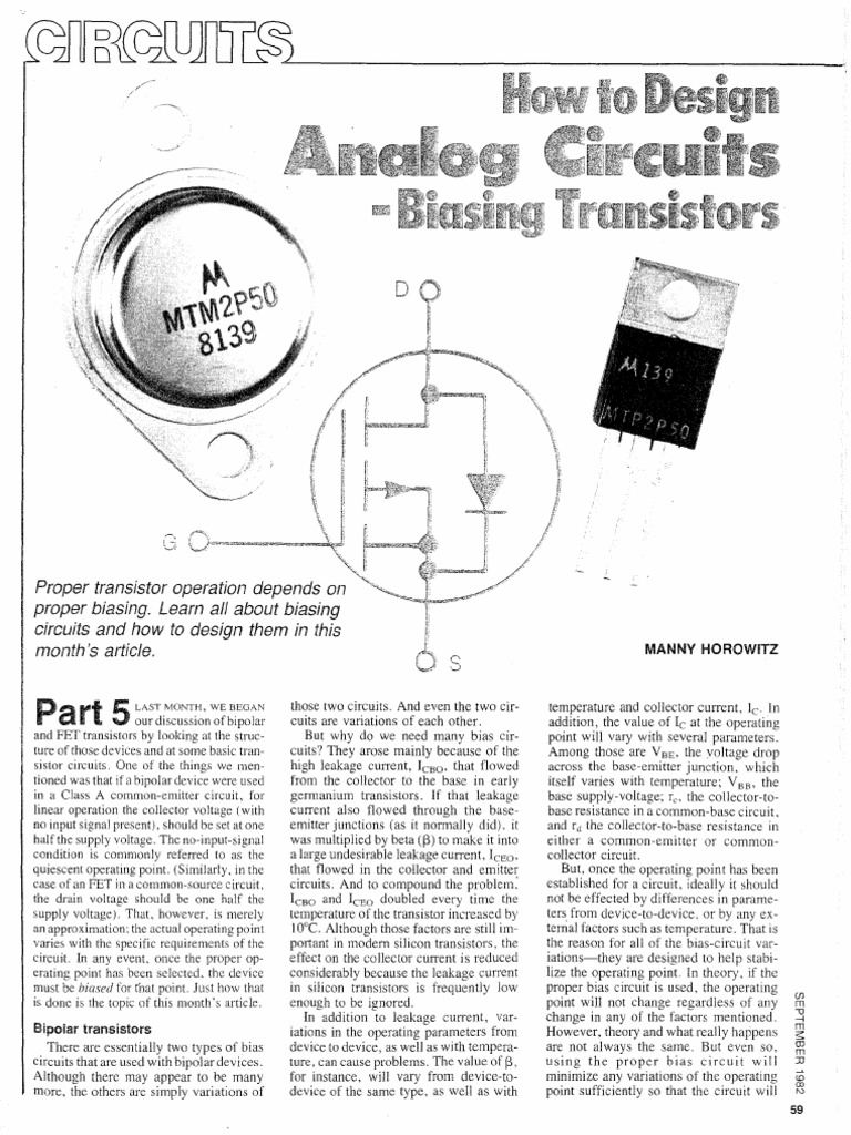 How To Design Analog CircuitsBiasing Transistors PDF PDF Field
