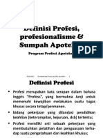 Definisi Profesi, Profesionalisme & Sumpah Apoteker PDF