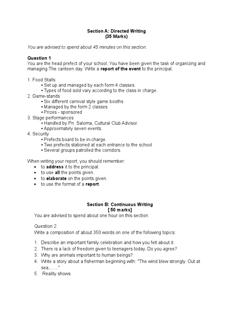 SPM English Paper 1: Questions & Answers | PDF | Career & Growth ...