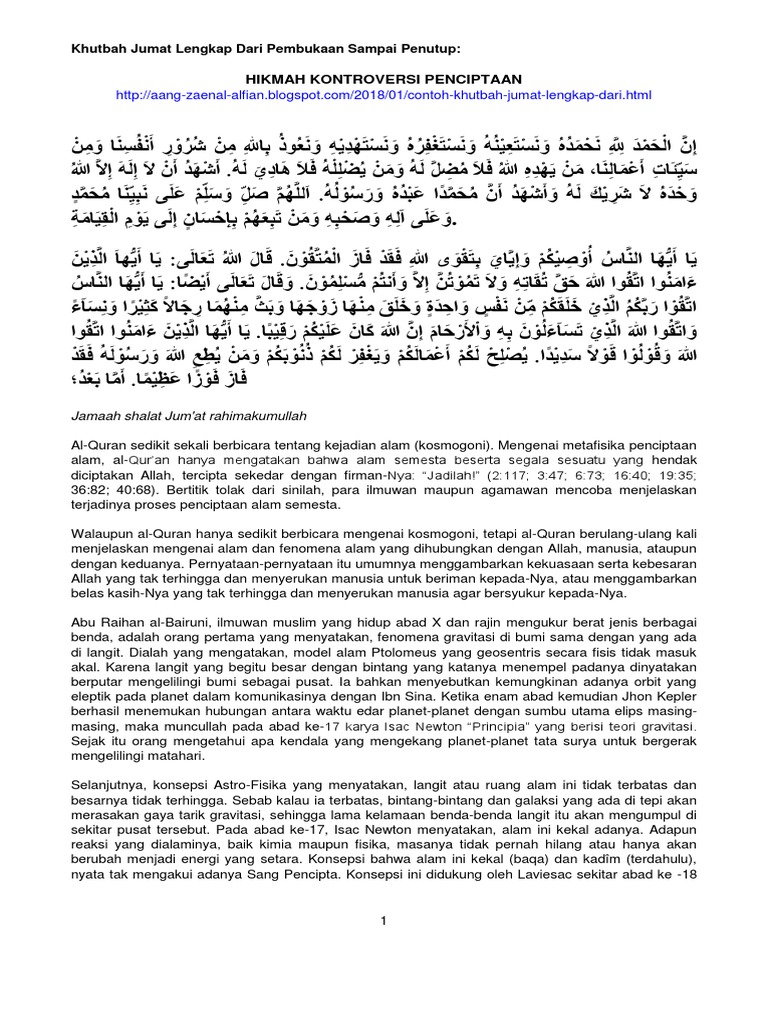 Khutbah Jumat Lengkap Dengan Doa Pembuka Dan Penutup Pdf Cara Golden