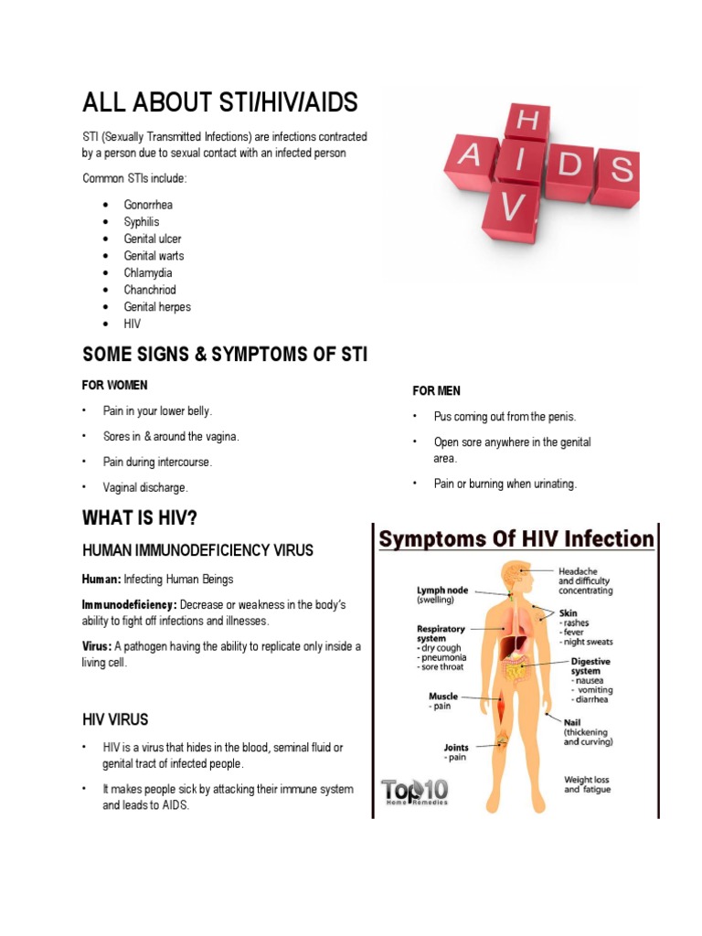 All About Sti/Hiv/Aids: Some Signs & Symptoms of Sti | PDF | Hiv/Aids ...