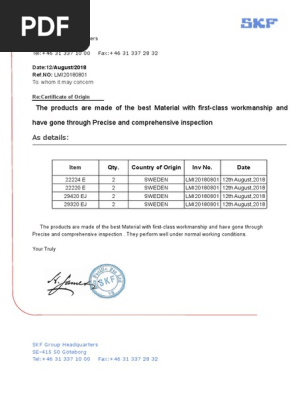 SKF Certificate of Origin (1)