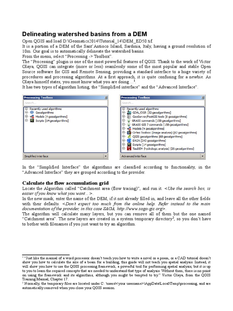 Watershed Delineation in QGIS Tutorial | PDF | Drainage Basin | Algorithms