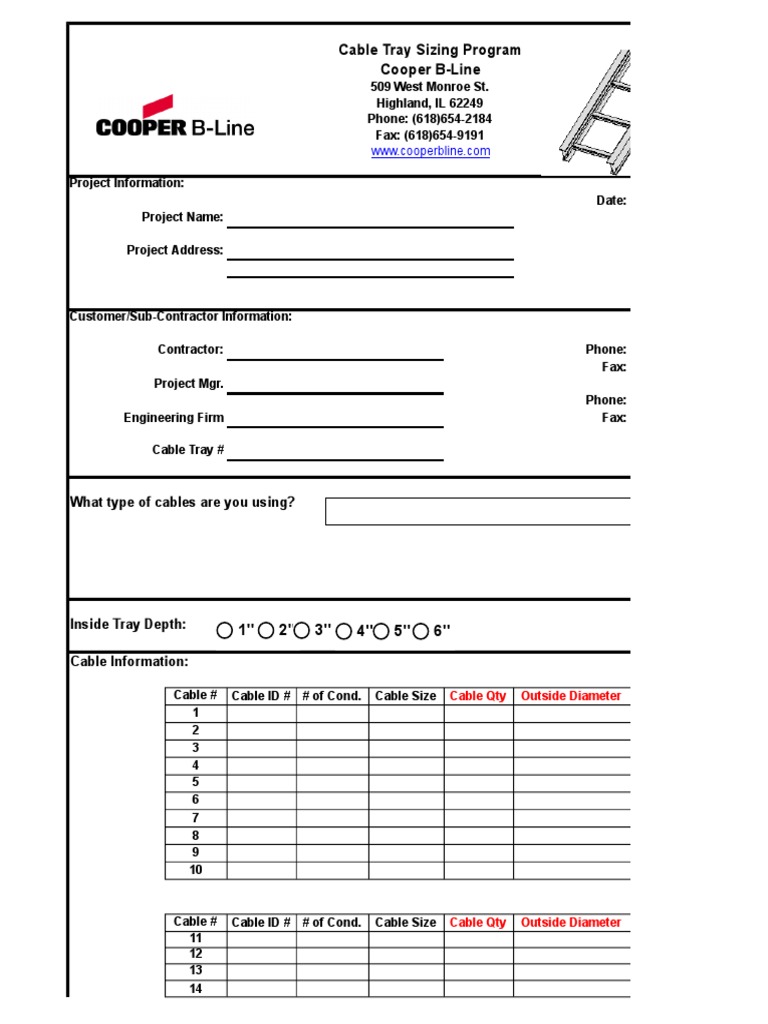 Cable Tray Sizing Tool PDF Computing Computing And Information