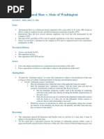 International Shoe v. State of Washington: SCOTUS - 1945 (326 U.S. 310) Facts