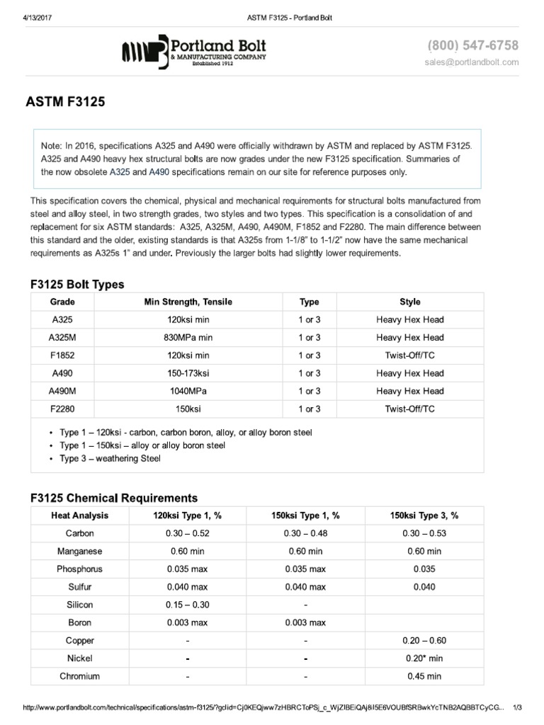 ASTM F3125 - Portland Bolt