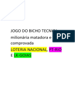 Jogo Do Bicho Tecnica Milionaria Matadora e Comprovada