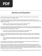 Experimental Questions and Hypotheses