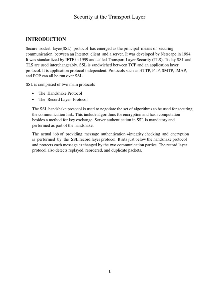 Security at The Transport Layer | PDF | Transport Layer Security ...