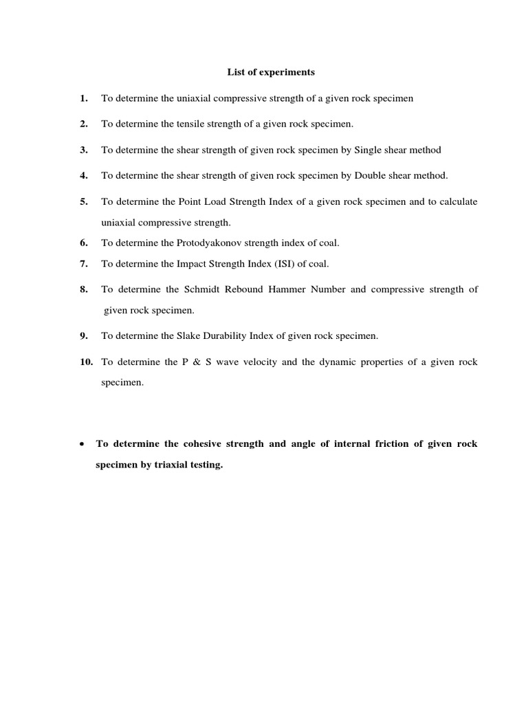 Rock Mechanics Lab Manual Pdf Download Free Pdf Strength Of