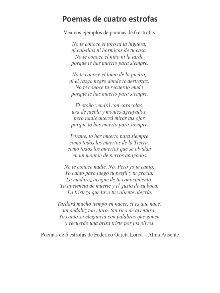 Poemas de 6 estrofas y 4 versos | PDF | Arte