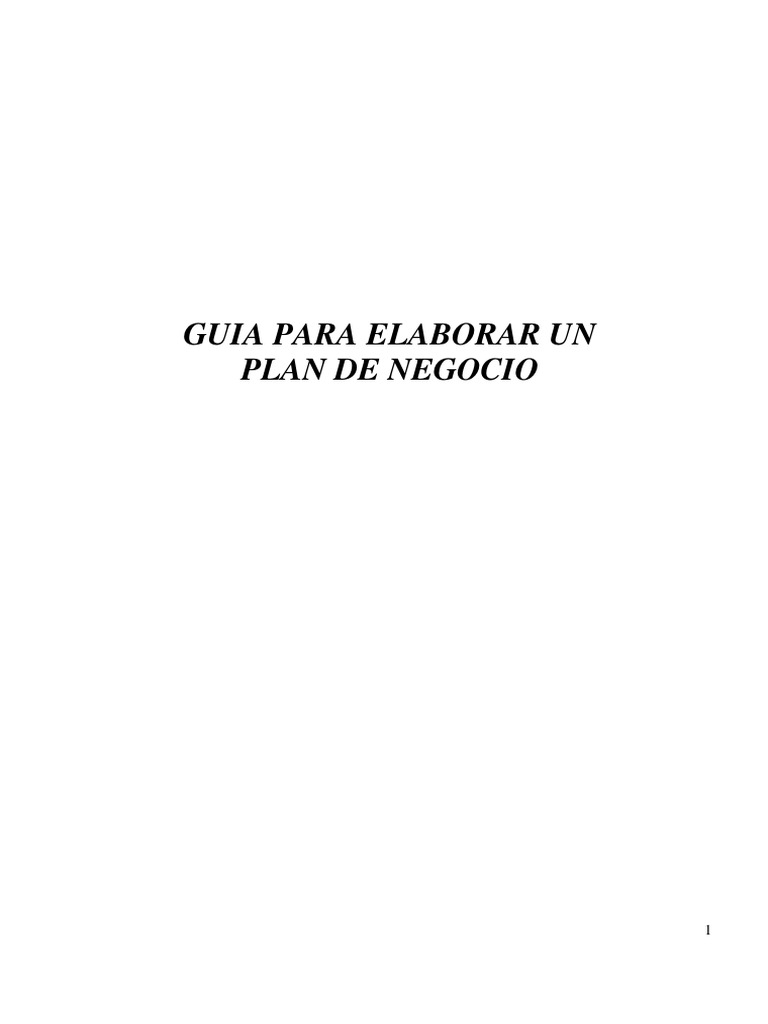 Guía para Elaborar un Plan de Negocio | PDF | Iniciativa empresarial ...