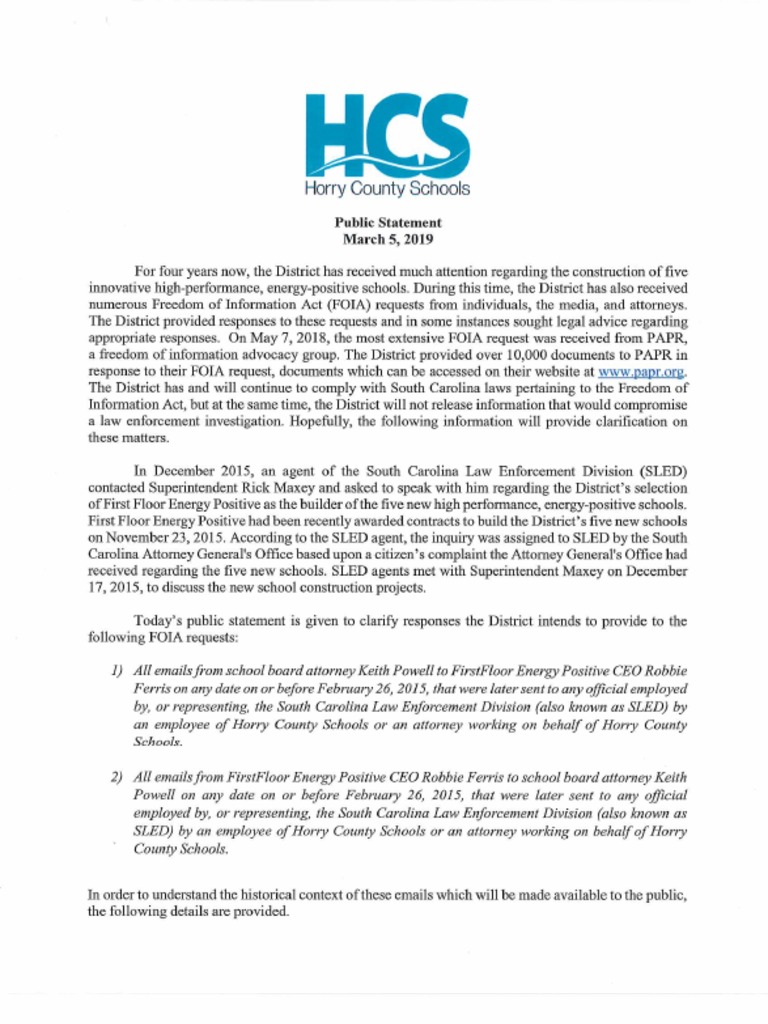 HCS Public Statement-03!05!19 | PDF