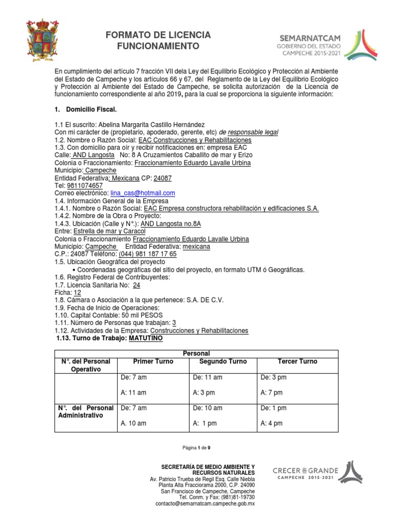 Formato Licencia de Funcionamiento Editada | PDF | Presupuesto ...