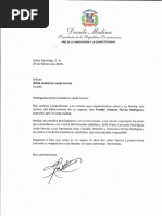 Carta de condolencias del presidente Danilo Medina a Wilda Gutiérrez viuda Ferrúa por fallecimiento de su esposo, Freddy Antonio Ferrúa Rodríguez