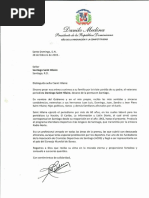 Carta de condolencias del presidente Danilo Medina a Santiago Saint Hilaire por fallecimiento de su padre, Domingo Saint Hilaire