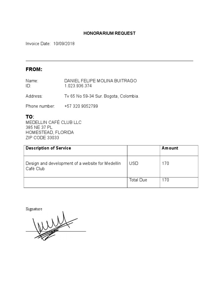 R5. Honorarium Invoice Example Aug19