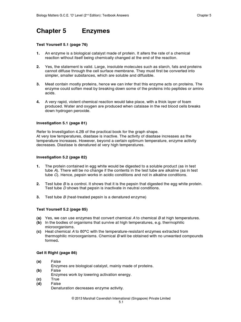 Pure Bio Ch 5 Textbook Answers Pdf Enzyme Denaturation Biochemistry