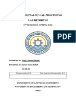 Ee-323 Diigital Signal Processing Lab Report 02: 6 Semester (Spring 2018)