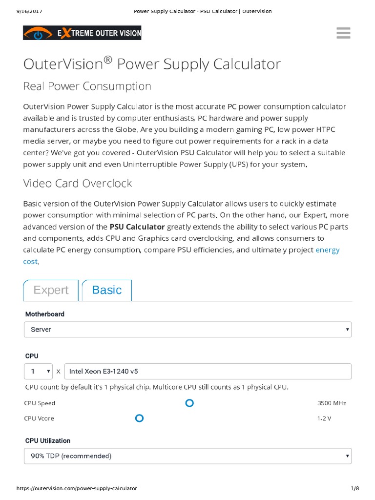 Power Supply Calculator PSU Calculator OuterVision PDF