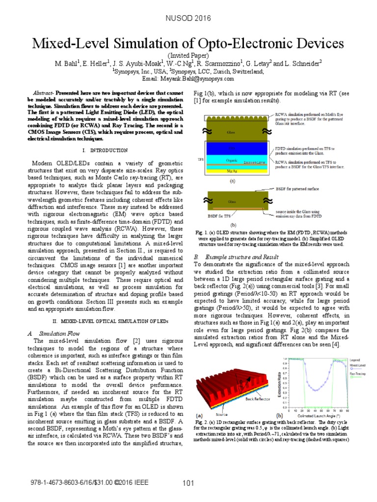 MixedLevel Simulation of OptoElectronic Devices PDF Optics