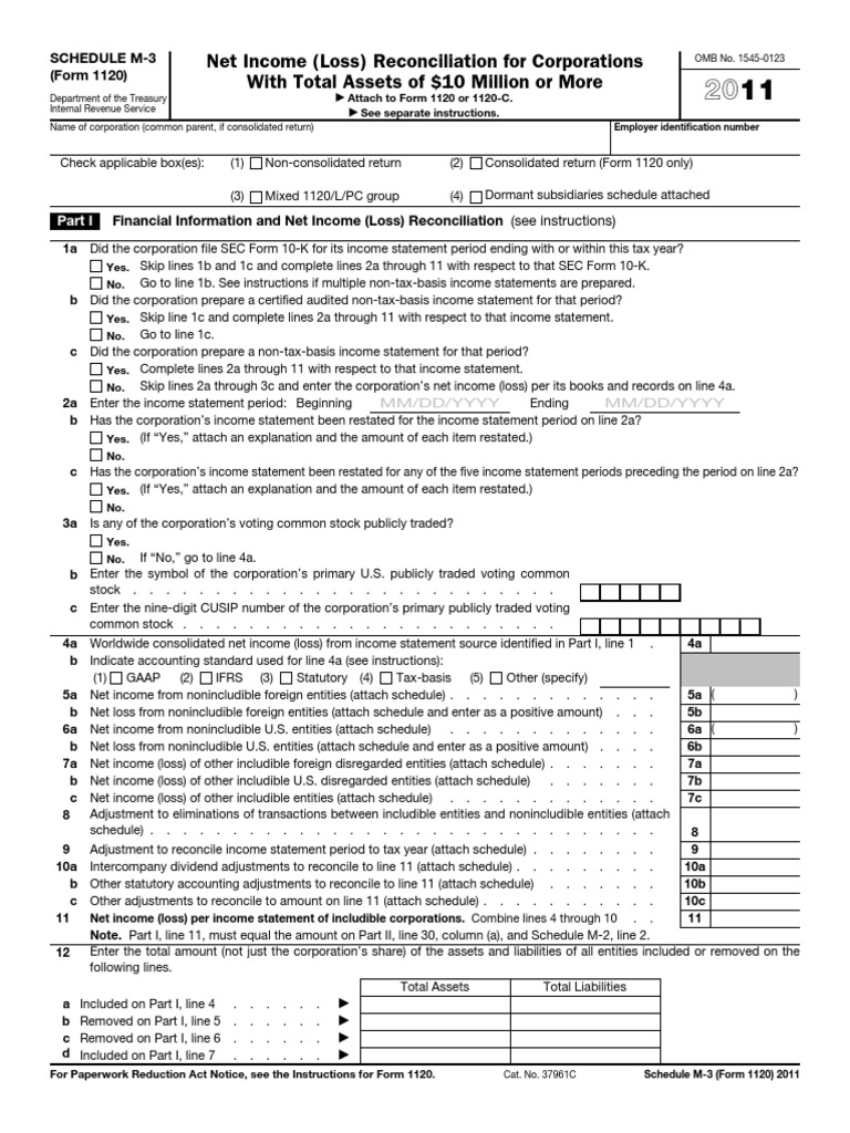 Schedule M3 1120 Instructions
