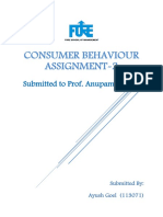 Consumer Behaviour Assignment-2: Submitted To Prof. Anupam Narula