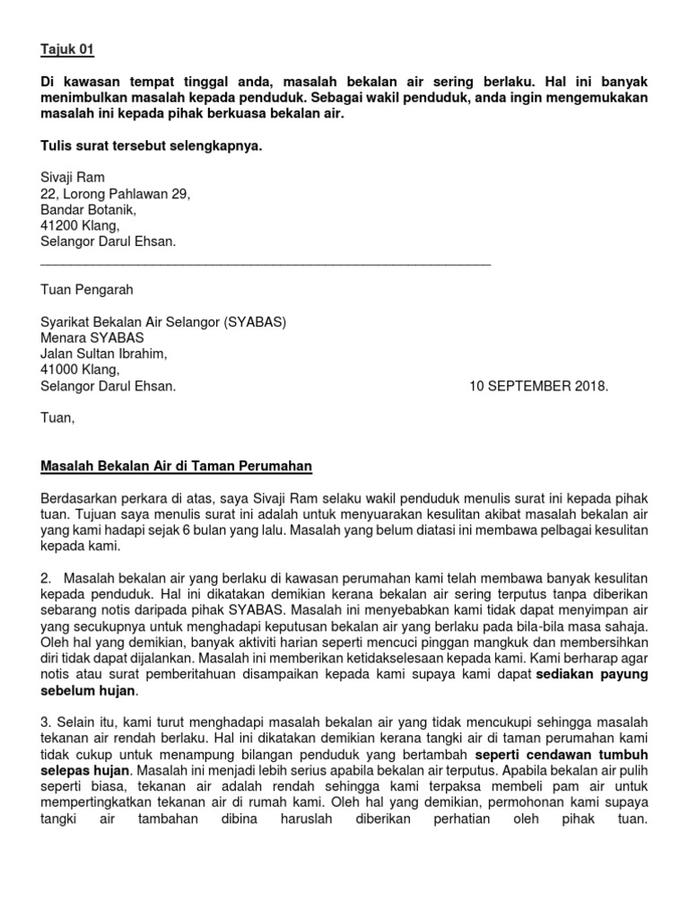 Surat Tidak Rasmi English Rasmi My