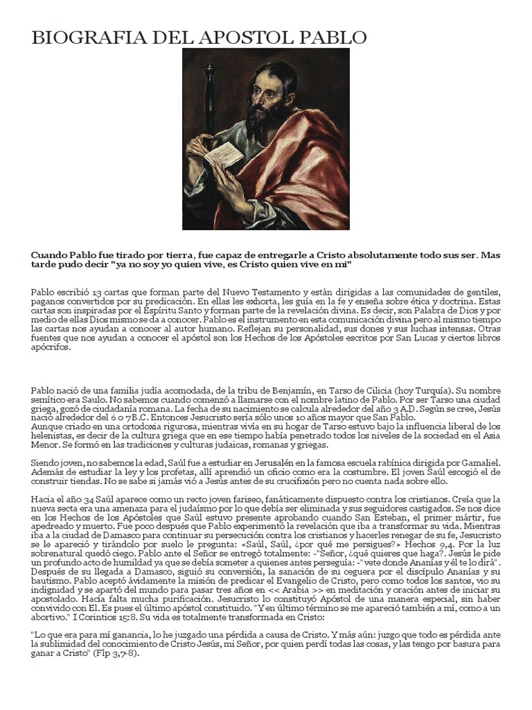 Biografia Del Apostol Pablo PDF - 1709314916