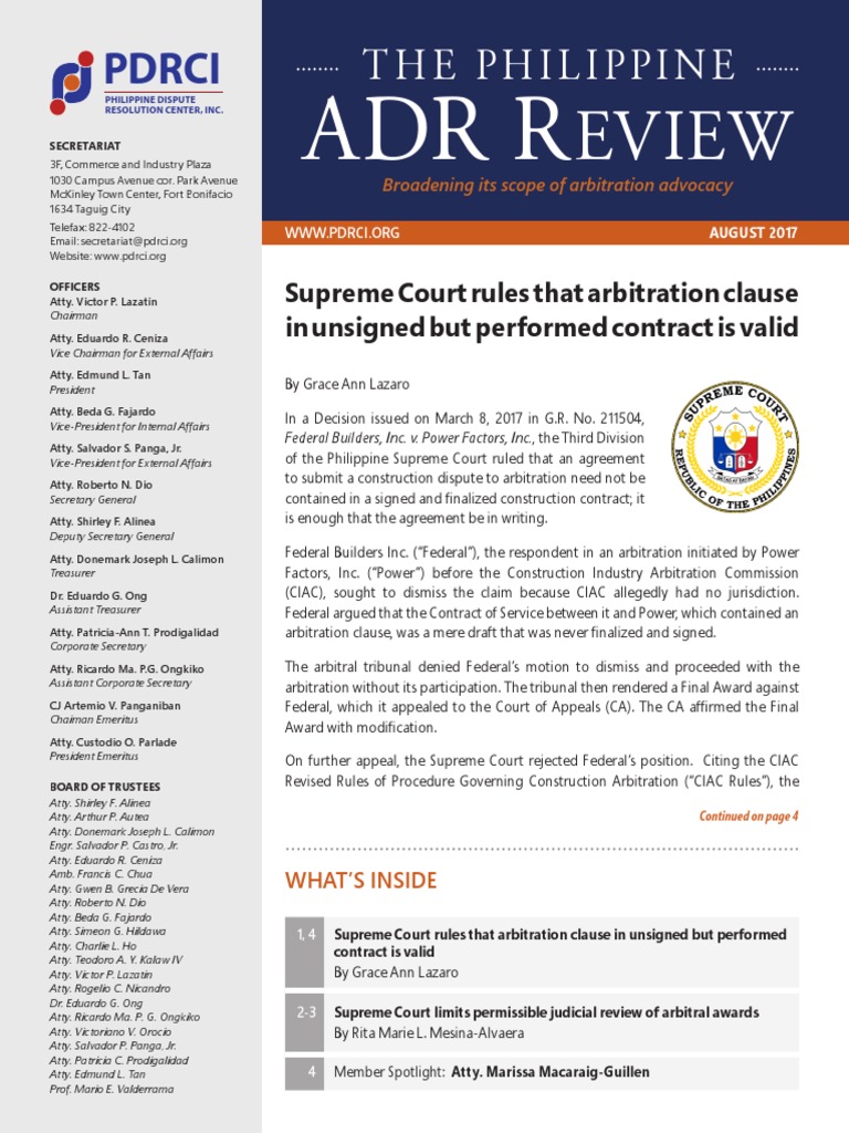 PDRCI Updates on Arbitration Rulings | PDF | Alternative Dispute ...