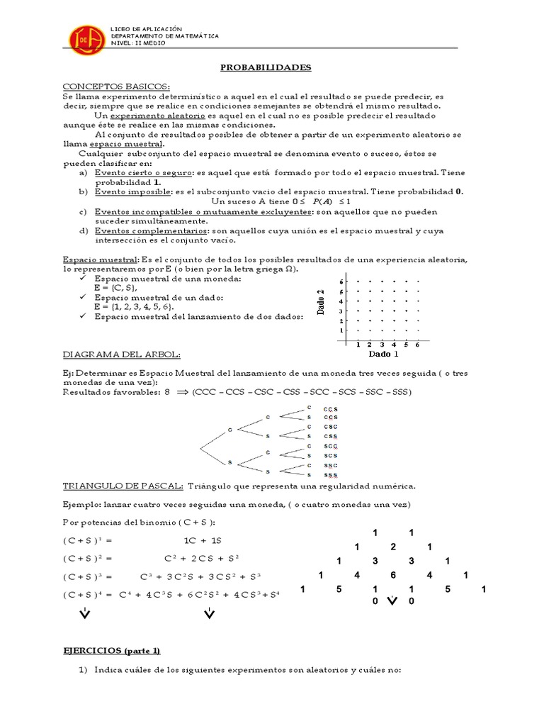 Guía de Probabilidades para Secundaria | PDF | Probabilidad ...
