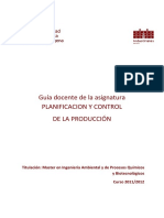 Guía Docente de La Asignatura Planificacion Y Control de La Producción