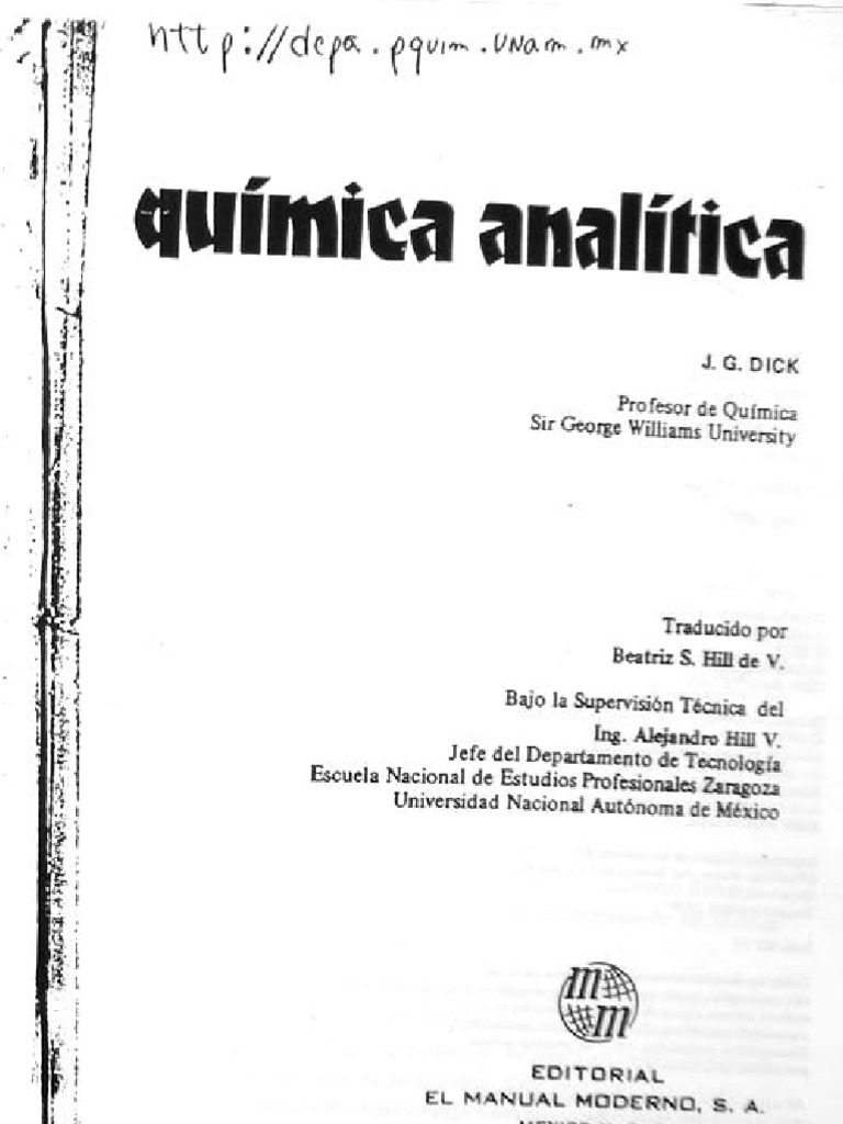 Química Analítica - J.G. Dick | PDF | Ciencia y matemáticas